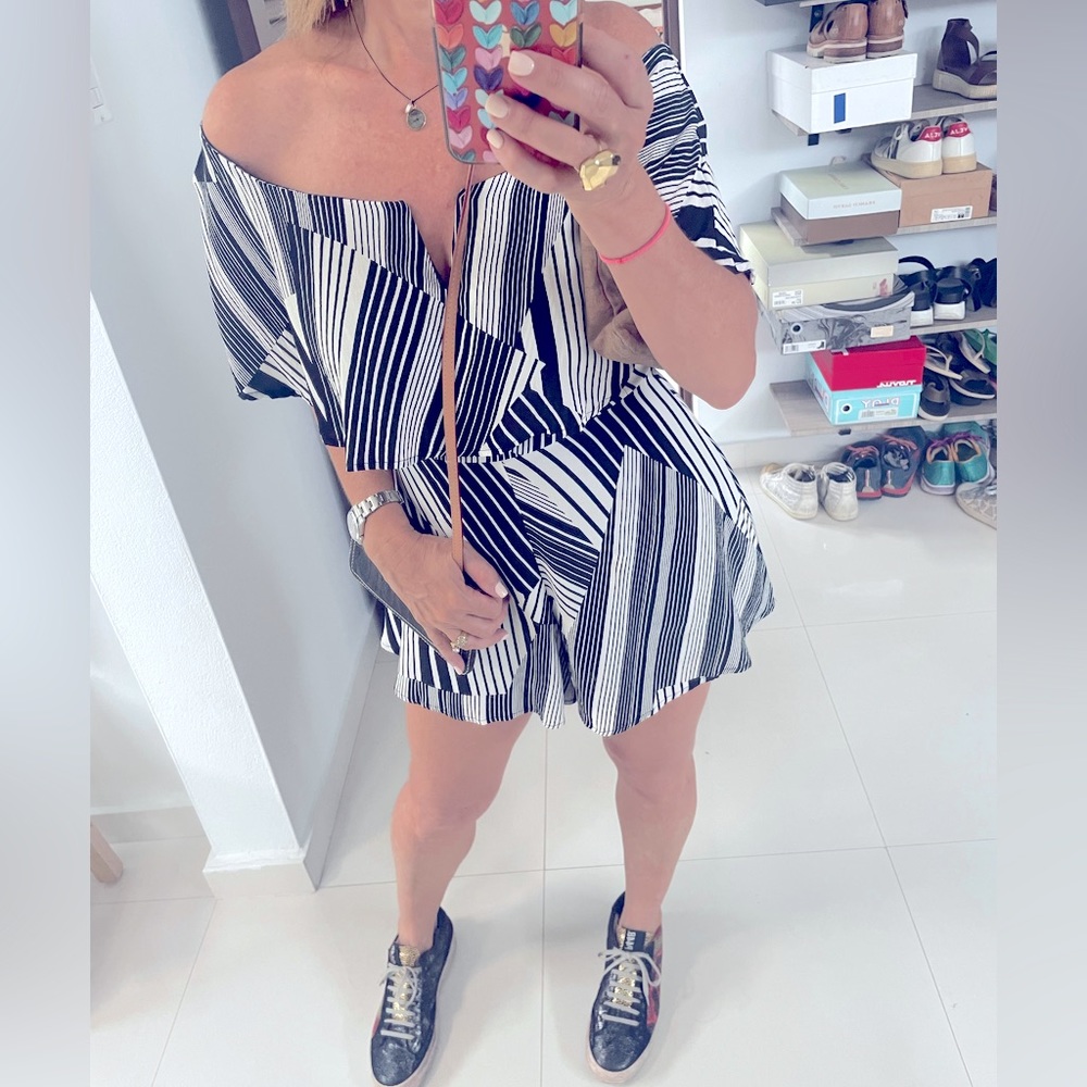 Cute white and black striped romper